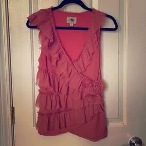 Coral colored ruffle tank ❤️HOST PICK!